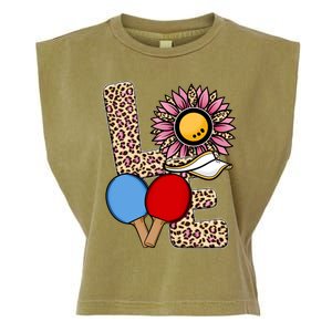 Ping Pong T Shirts Love Table Tennis Leopard Sunflower Graphic Plus Size Garment-Dyed Women's Muscle Tee