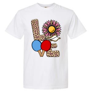 Ping Pong T Shirts Love Table Tennis Leopard Sunflower Graphic Plus Size Garment-Dyed Heavyweight T-Shirt