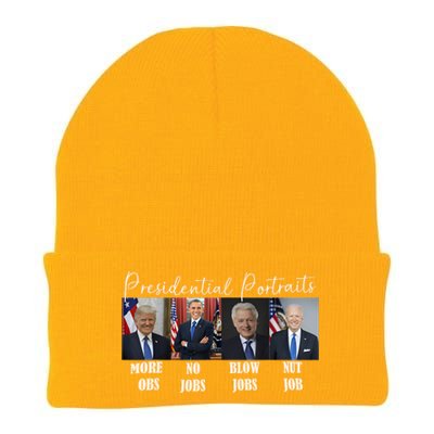 Presidential Portraits Trump More Jobs Obama No Jobs Bush Knit Cap Winter Beanie