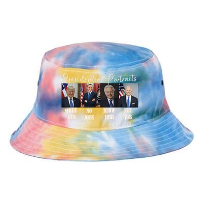 Presidential Portraits Trump More Jobs Obama No Jobs Bush Tie Dye Newport Bucket Hat