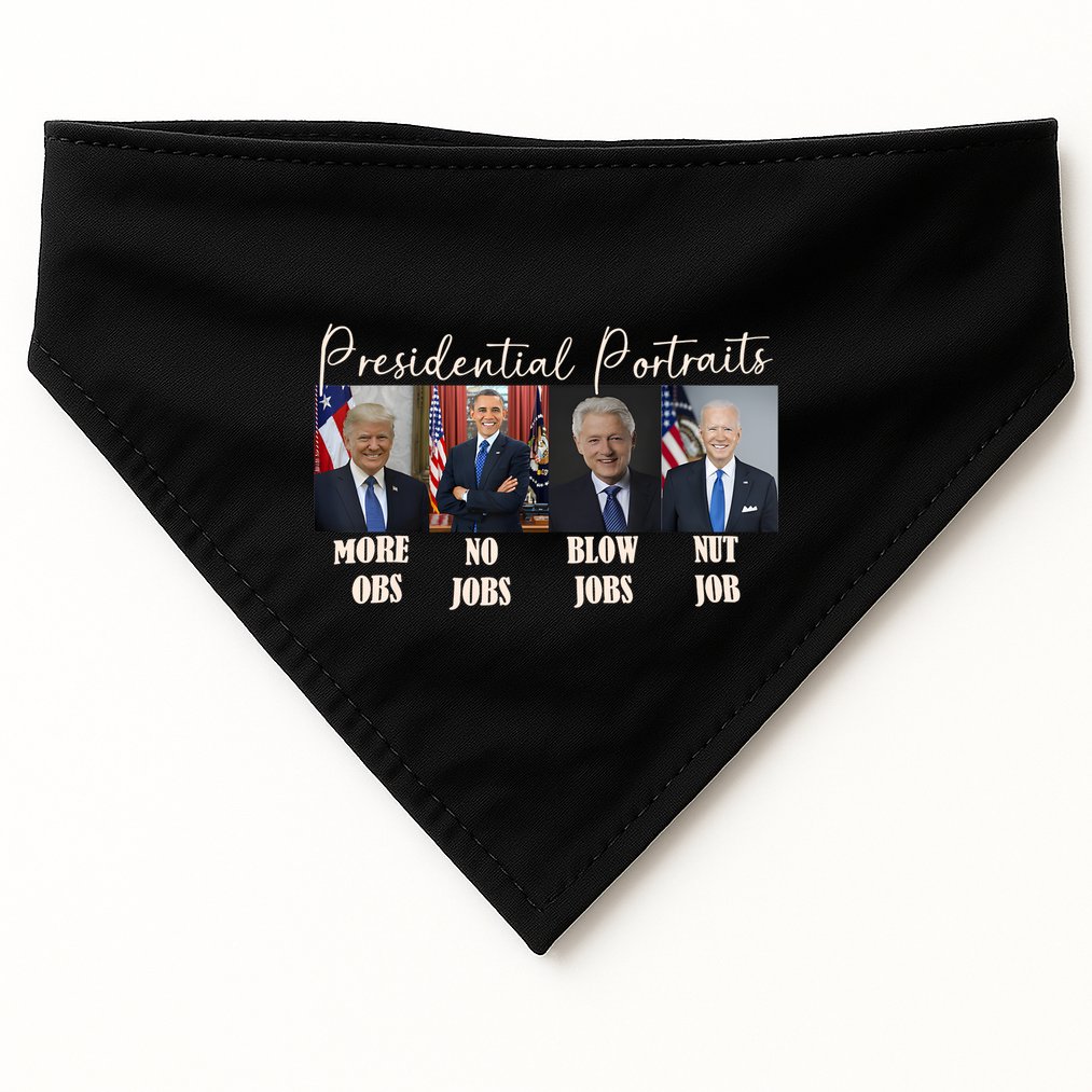Presidential Portraits Trump More Jobs Obama No Jobs Bush USA-Made Doggie Bandana