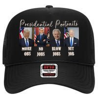 Presidential Portraits Trump More Jobs Obama No Jobs Bush High Crown Mesh Back Trucker Hat