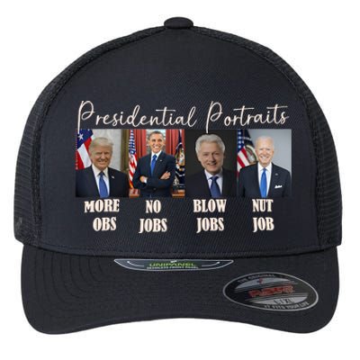 Presidential Portraits Trump More Jobs Obama No Jobs Bush Flexfit Unipanel Trucker Cap