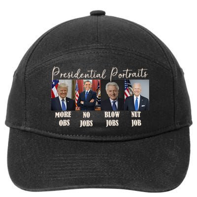 Presidential Portraits Trump More Jobs Obama No Jobs Bush 7-Panel Snapback Hat