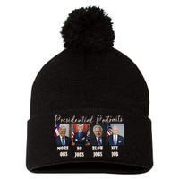 Presidential Portraits Trump More Jobs Obama No Jobs Bush Pom Pom 12in Knit Beanie