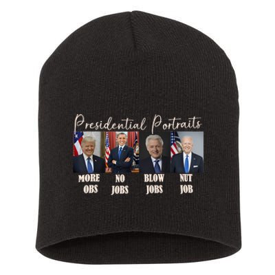 Presidential Portraits Trump More Jobs Obama No Jobs Bush Short Acrylic Beanie