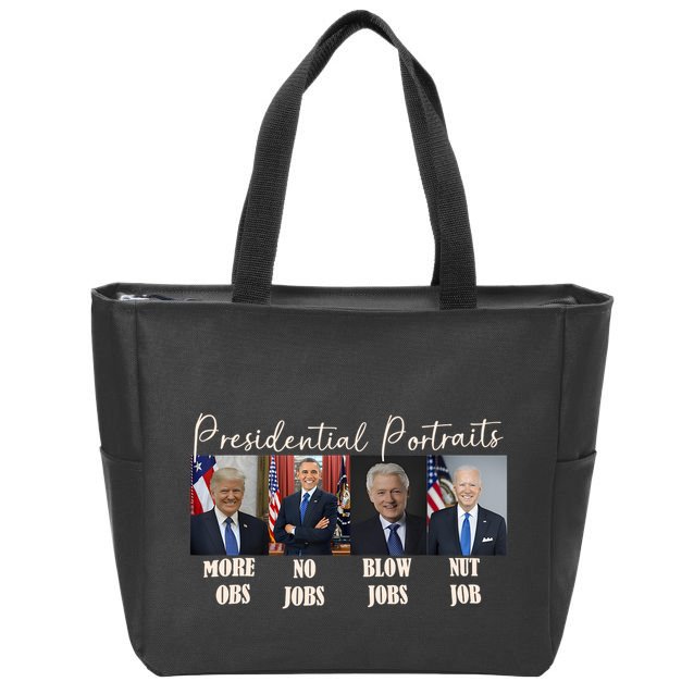 Presidential Portraits Trump More Jobs Obama No Jobs Bush Zip Tote Bag
