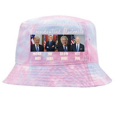 Presidential Portraits Trump More Jobs Obama No Jobs Bush Tie-Dyed Bucket Hat