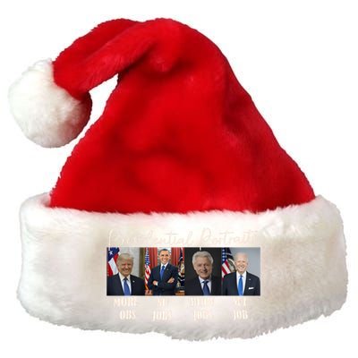 Presidential Portraits Trump More Jobs Obama No Jobs Bush Premium Christmas Santa Hat