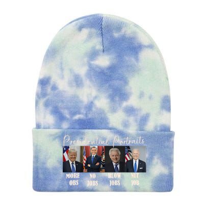 Presidential Portraits Trump More Jobs Obama No Jobs Bush Tie Dye 12in Knit Beanie