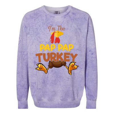 Pap Pap Turkey Matching Family Group Thanksgiving Gifts  Colorblast Crewneck Sweatshirt