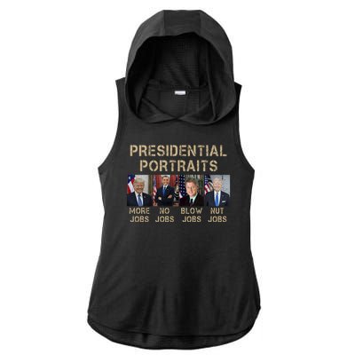 Presidential Portraits Trump More Jobs Funny Political Ladies PosiCharge Tri-Blend Wicking Draft Hoodie Tank