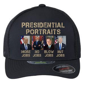 Presidential Portraits Trump More Jobs Funny Political Flexfit Unipanel Trucker Cap