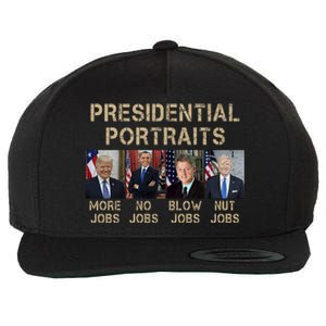 Presidential Portraits Trump More Jobs Funny Political Wool Snapback Cap