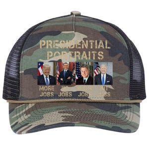 Presidential Portraits Trump More Jobs Funny Political Retro Rope Trucker Hat Cap