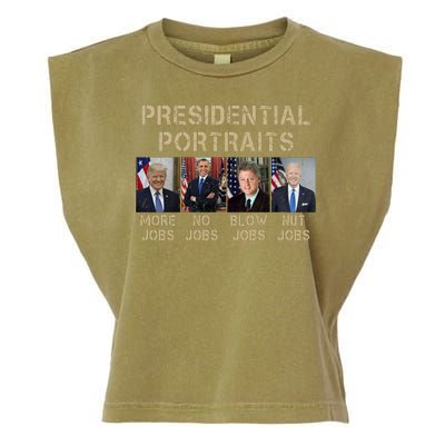 Presidential Portraits Trump More Jobs Funny Political Garment-Dyed Women's Muscle Tee