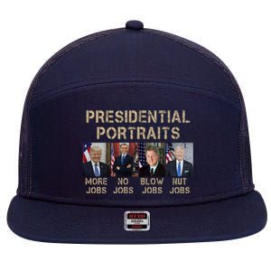 Presidential Portraits Trump More Jobs Funny Political 7 Panel Mesh Trucker Snapback Hat