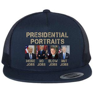 Presidential Portraits Trump More Jobs Funny Political Flat Bill Trucker Hat