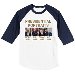 Presidential Portraits Trump More Jobs Funny Political Baseball Sleeve Shirt