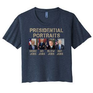 Presidential Portraits Trump More Jobs Funny Political Women's Crop Top Tee