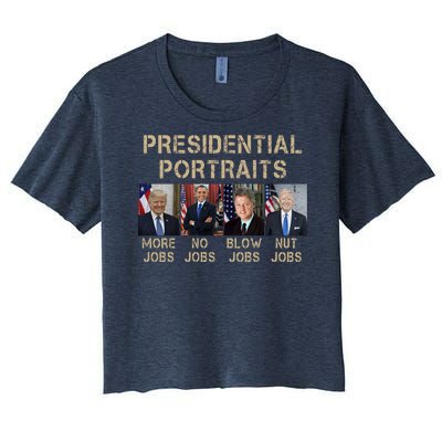 Presidential Portraits Trump More Jobs Funny Political Women's Crop Top Tee