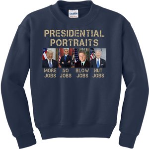 Presidential Portraits Trump More Jobs Funny Political Kids Sweatshirt