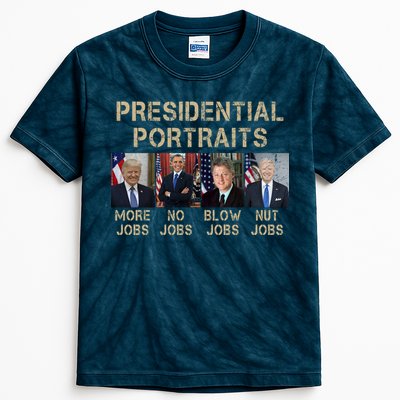 Presidential Portraits Trump More Jobs Funny Political Kids Tie-Dye T-Shirt