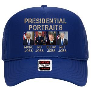 Presidential Portraits Trump More Jobs Funny Political High Crown Mesh Back Trucker Hat