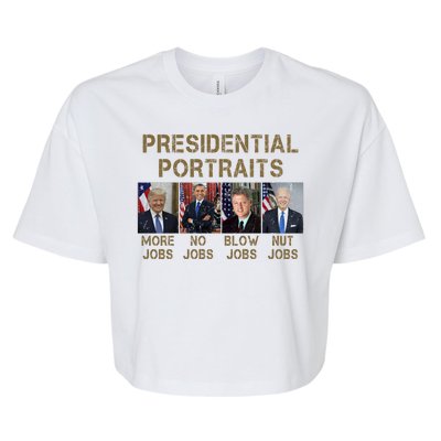 Presidential Portraits Trump More Jobs Funny Political Bella+Canvas Jersey Crop Tee