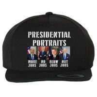 Presidential Portraits Trump More Jobs Obama No Jobs Bush Wool Snapback Cap