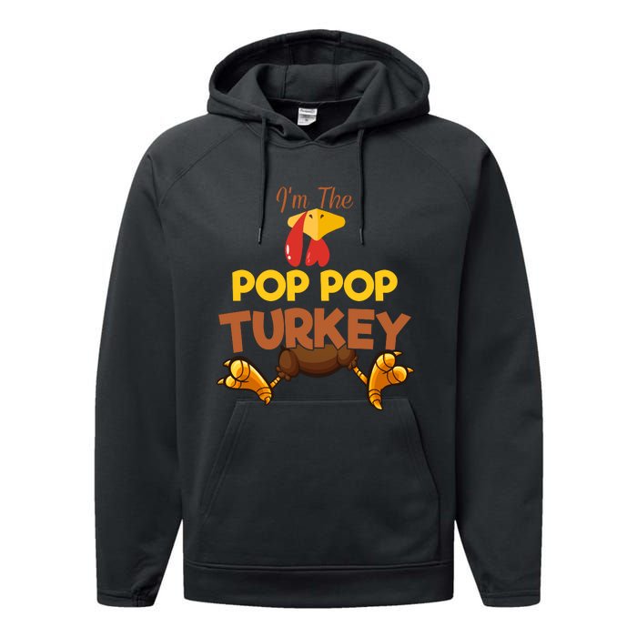 Pop Pop Turkey Matching Family Group Thanksgiving Gifts  Performance Fleece Hoodie