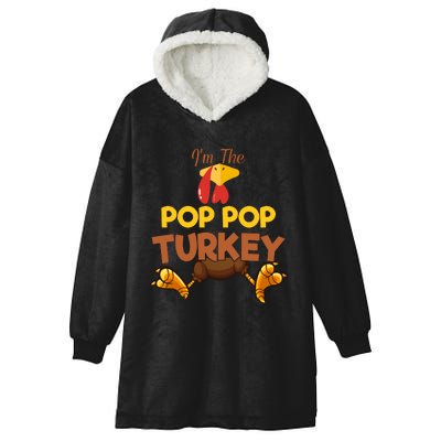 Pop Pop Turkey Matching Family Group Thanksgiving Gifts  Hooded Wearable Blanket