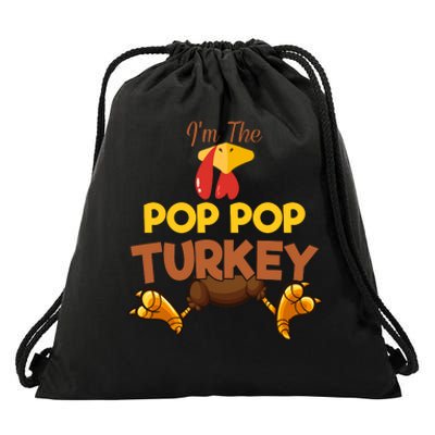 Pop Pop Turkey Matching Family Group Thanksgiving Gifts  Drawstring Bag