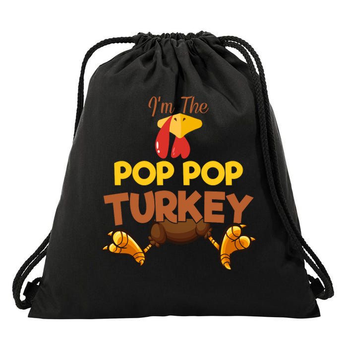 Pop Pop Turkey Matching Family Group Thanksgiving Gifts  Drawstring Bag