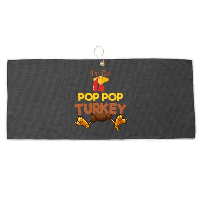 Pop Pop Turkey Matching Family Group Thanksgiving Gifts  Large Microfiber Waffle Golf Towel