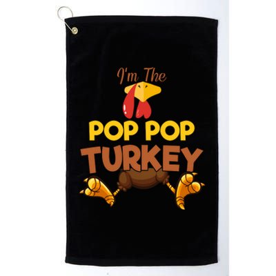 Pop Pop Turkey Matching Family Group Thanksgiving Gifts  Platinum Collection Golf Towel