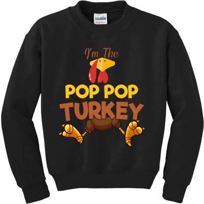 Pop Pop Turkey Matching Family Group Thanksgiving Gifts  Kids Sweatshirt