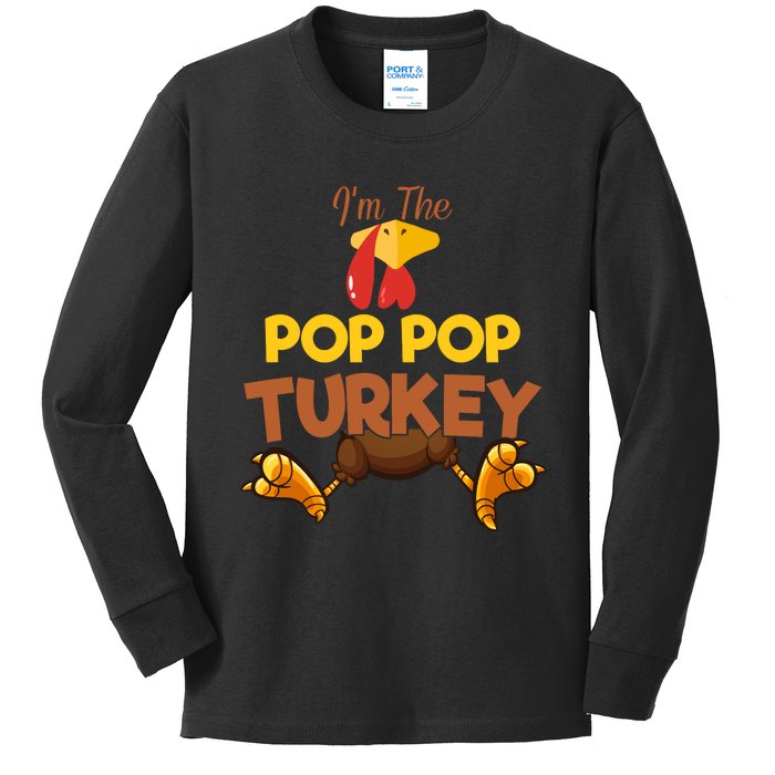 Pop Pop Turkey Matching Family Group Thanksgiving Gifts  Kids Long Sleeve Shirt