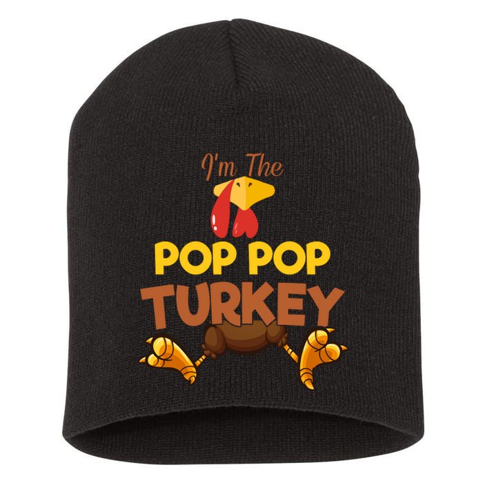 Pop Pop Turkey Matching Family Group Thanksgiving Gifts  Short Acrylic Beanie