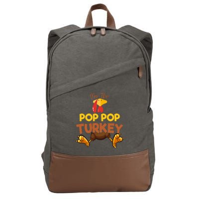 Pop Pop Turkey Matching Family Group Thanksgiving Gifts  Cotton Canvas Backpack