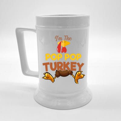 Pop Pop Turkey Matching Family Group Thanksgiving Gifts  Beer Stein