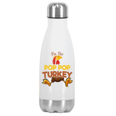 Pop Pop Turkey Matching Family Group Thanksgiving Gifts  Stainless Steel Insulated Water Bottle