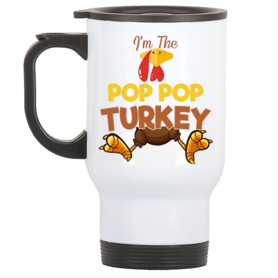 Pop Pop Turkey Matching Family Group Thanksgiving Gifts  Stainless Steel Travel Mug