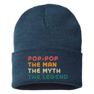 Pop Pop The Man The Myth The Legend Sustainable Knit Beanie