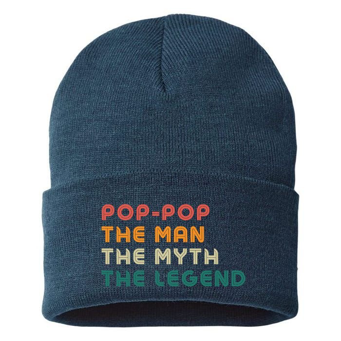 Pop Pop The Man The Myth The Legend Sustainable Knit Beanie