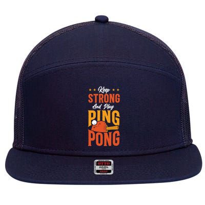 Ping Pong Table Tennis Retro Vintage Paddle Keep Strong And Premium 7 Panel Mesh Trucker Snapback Hat
