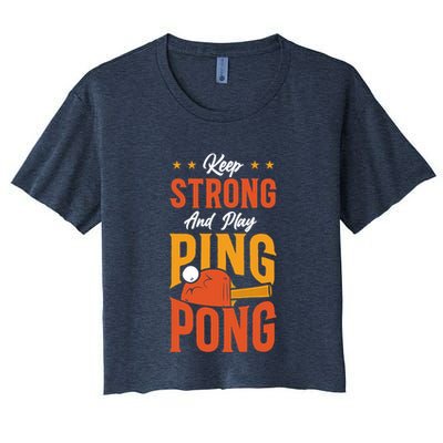 Ping Pong Table Tennis Retro Vintage Paddle Keep Strong And Premium Crop Top