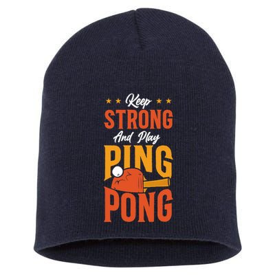 Ping Pong Table Tennis Retro Vintage Paddle Keep Strong And Premium Short Acrylic Beanie