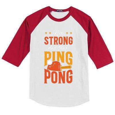 Ping Pong Table Tennis Retro Vintage Paddle Keep Strong And Premium Kids Colorblock Raglan Jersey