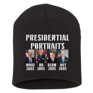 Presidential Portraits Trump More Jobs Obama No Jobs Bush Short Acrylic Beanie